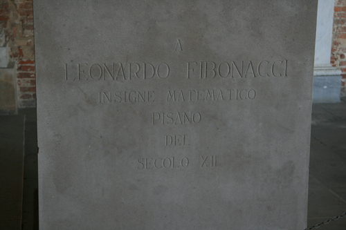 [Picture: Statue of Leonardo Fibonacci 4: inscription]