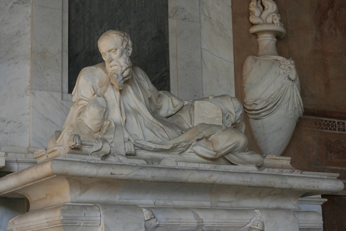 [Picture: Effigy of Bearded Man at Rest]