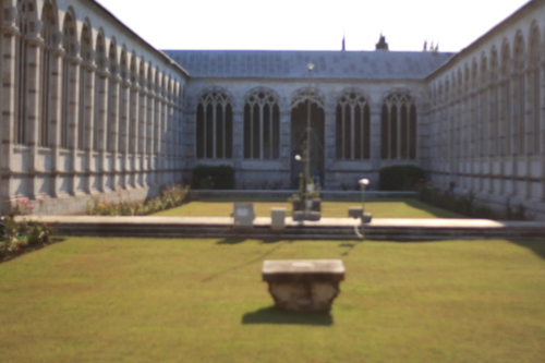 [Picture: Blurry cloistered quadrangle]