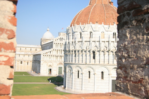 [Picture: Baptistry and Cathedral through Embrasure 1]