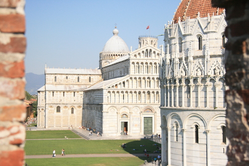 [Picture: Baptistry and Cathedral through Embrasure 2]