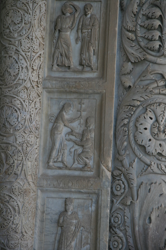 [Picture: Carved Baptistry Entrance side-panels]