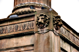 [picture: George Square 3: Lion's head with pigeons]