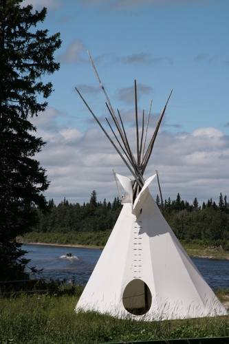 [Picture: Teepee beside the River 1]