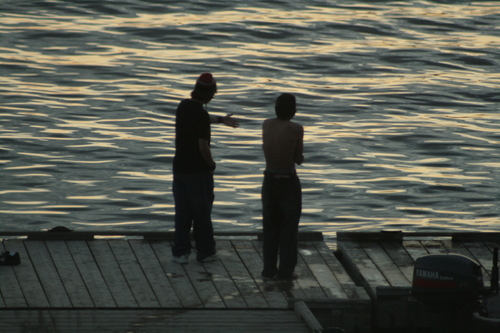 [Picture: Youths on the dock 1]