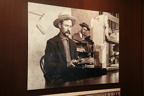 [Picture: Cowboy with typewriter]