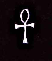 [picture: pink ankh on black background]