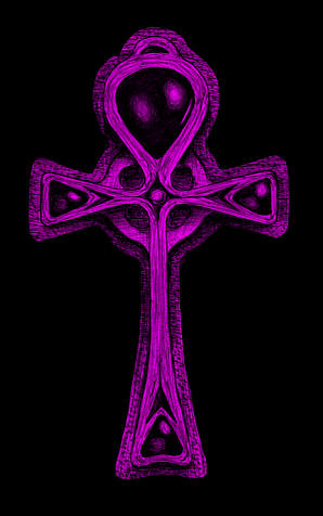 [Picture: Ankh for Ankh, Purple on black]