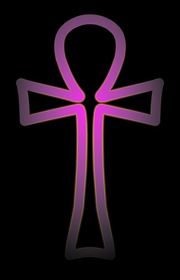 [Picture: black and pink ankh]