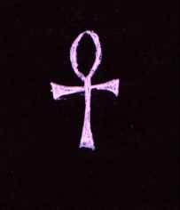 [Picture: pink ankh on black background]